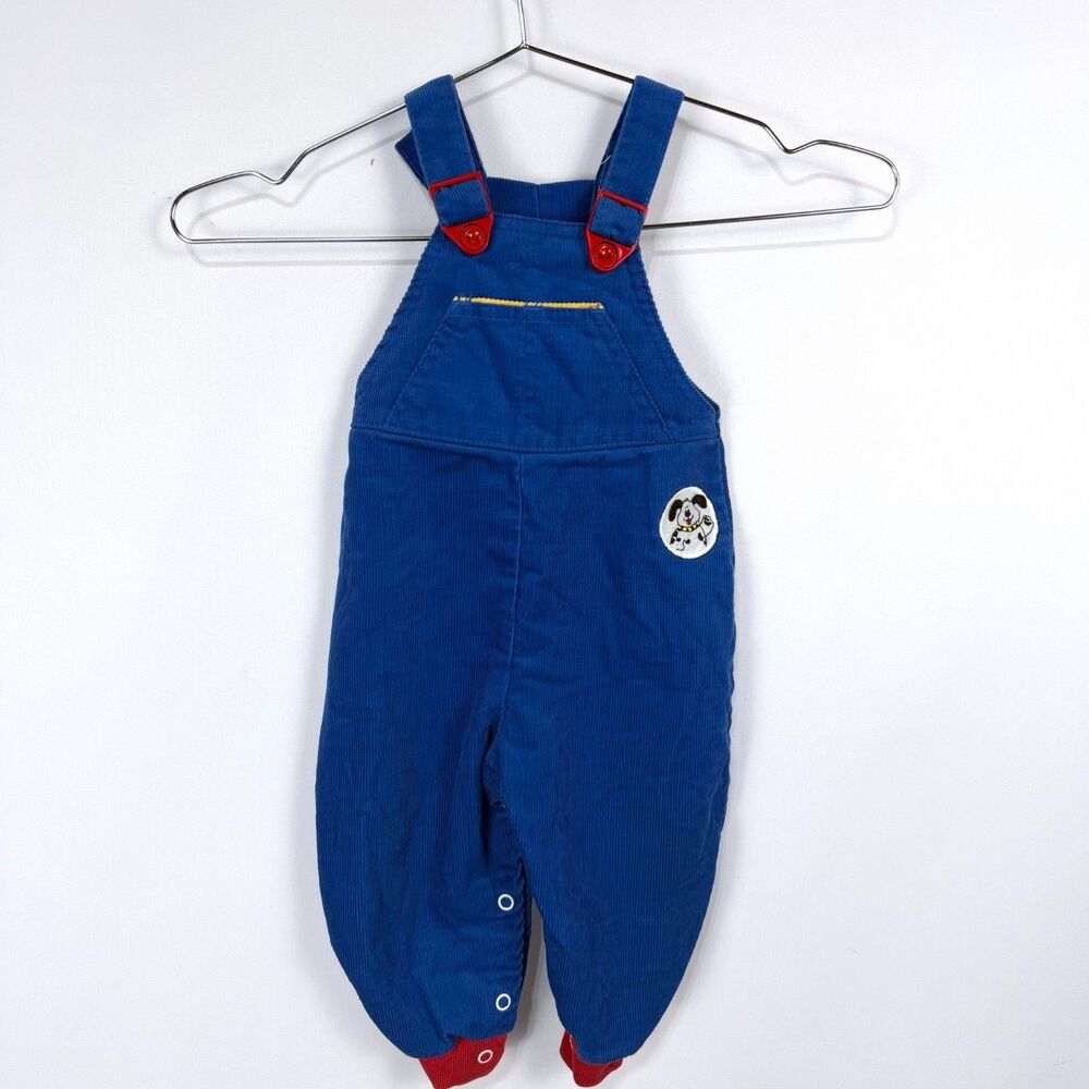 Vtg Buster Brown Corduroy Blue Boys Overalls 12 Months Vintage Puppy Retro